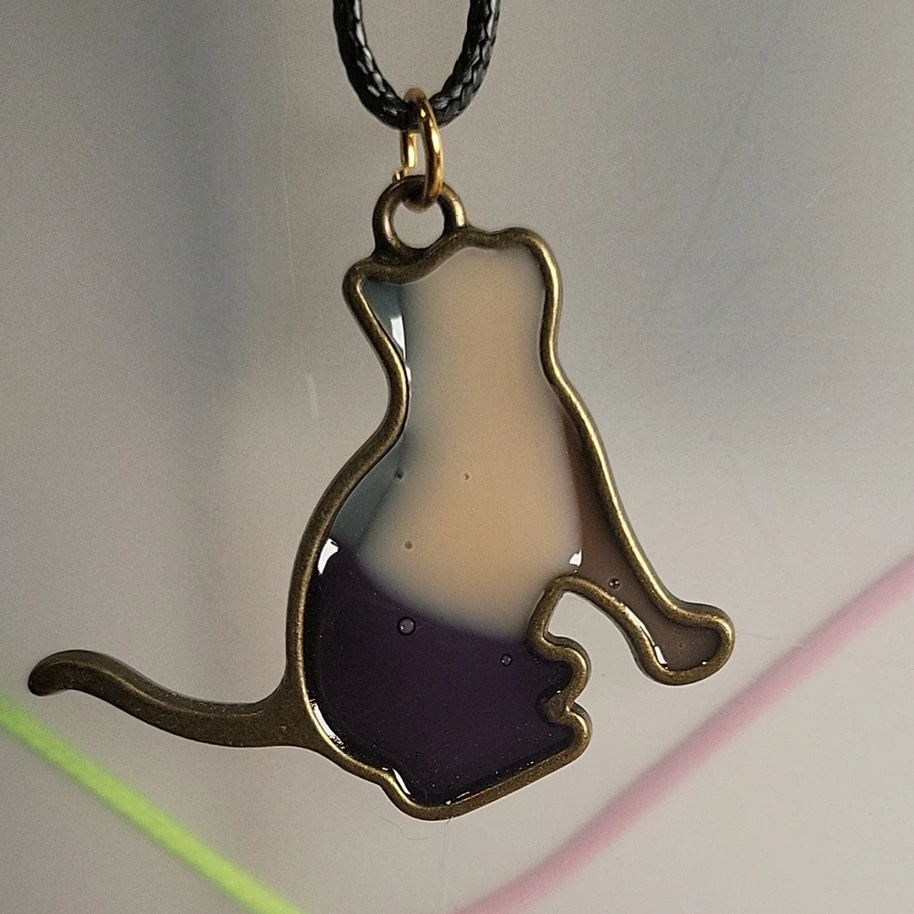 Elegant Black and White Cat Pendant Necklace